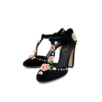 Dolce & Gabbana Sandali Rose Velluto Nero