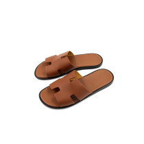 Hermes Men's Izimir Brown Leather Sandals