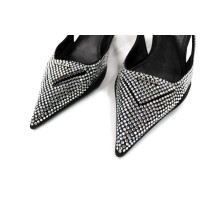 Prada Sling Back Crystal Silver Pumps