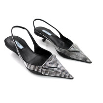 Prada Escarpins Sling Back Crystal Argent