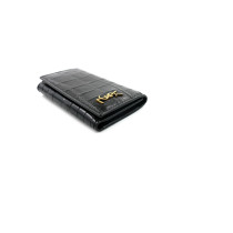 Saint Laurent Schlüsselanhänger Leder in Schwarz mit Krokodilprägung