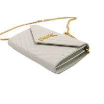 Saint Laurent Cassandre Classic Chain Wallet in Grain De Poudre Leather