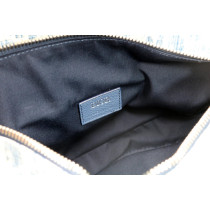 Dior Saddle Handbag White and Blue Fabric