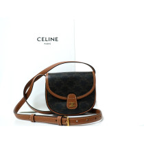 Celine Mini Besace Canvas and Leather Brown