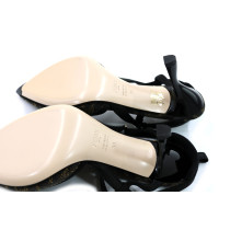 Fendi Sling Back Shoe Leather and Chenille Black and Brown