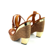 Miu Miu Escarpins Cuir et Corde Marron