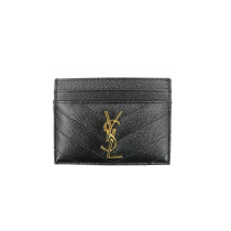 Saint Laurent Cassandre Leather Card Holder Black