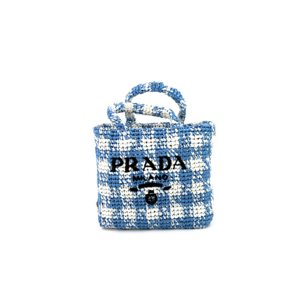 Prada Tote Bag Mini Paglia Blu