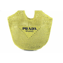 Prada Green Straw Shopping Bag