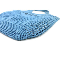 프라다 블루 라피아 쇼핑백