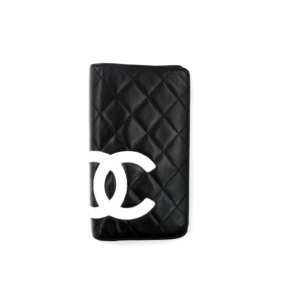 Schwarzes und Weißes Chanel Leder Portemonnaie