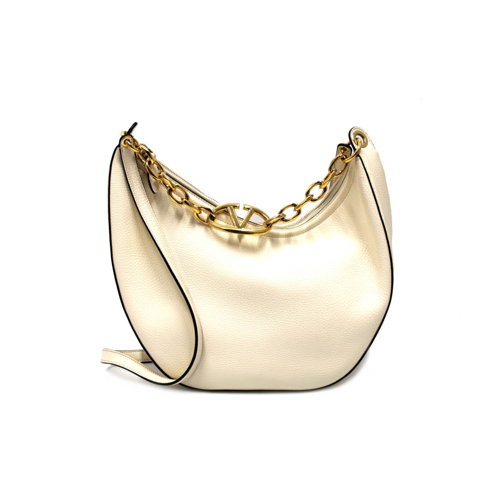 Valentino VLogo Moon Hobo Cuir Ivoire