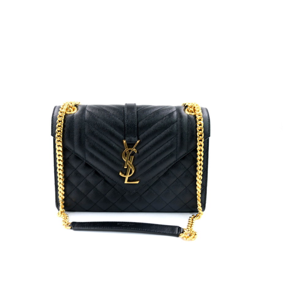 Saint Laurent Envelope Schwarzes Leder