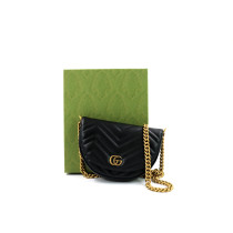 Gucci Marmont Halbmond Schwarzes Leder