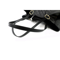 Gucci Shopping Emblem Schwarzes Leder