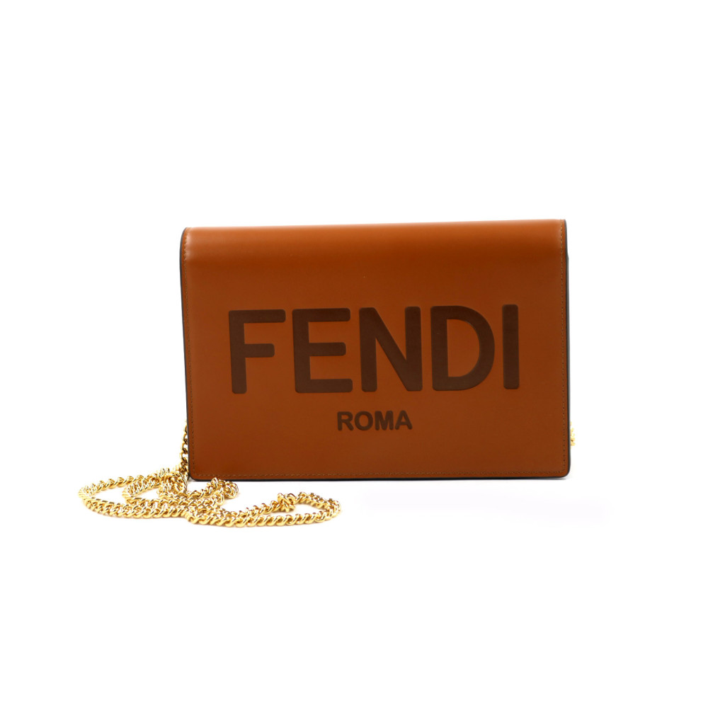 Fendi Wallet on Chain Brown Leather