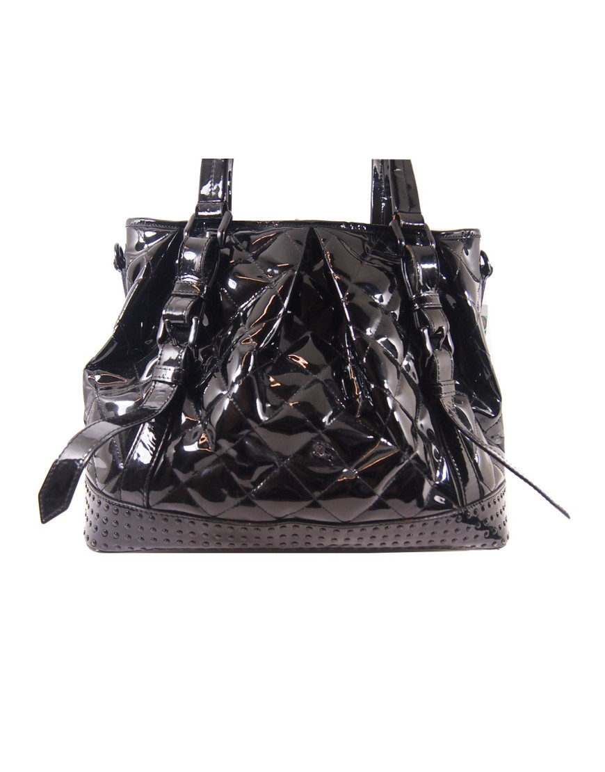 Burberry Black Patent Leather Shopping Bag
