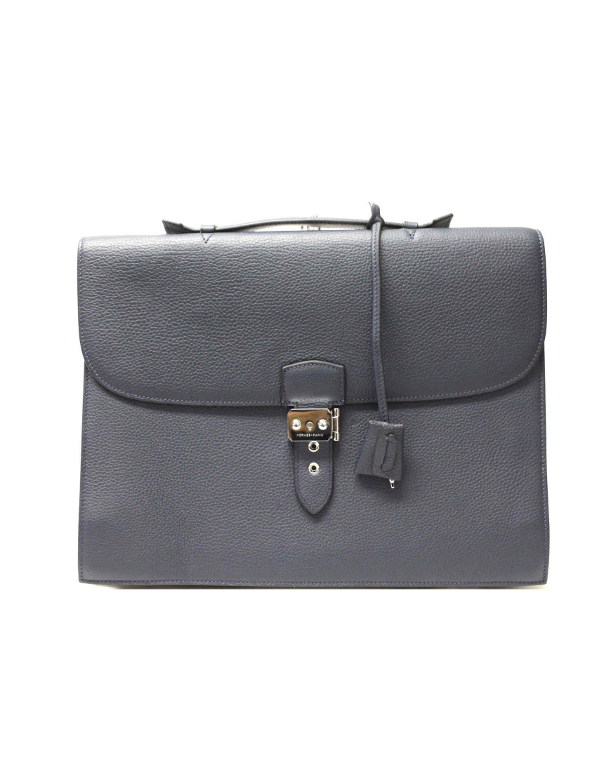 Hermes Blue Leather Briefcase